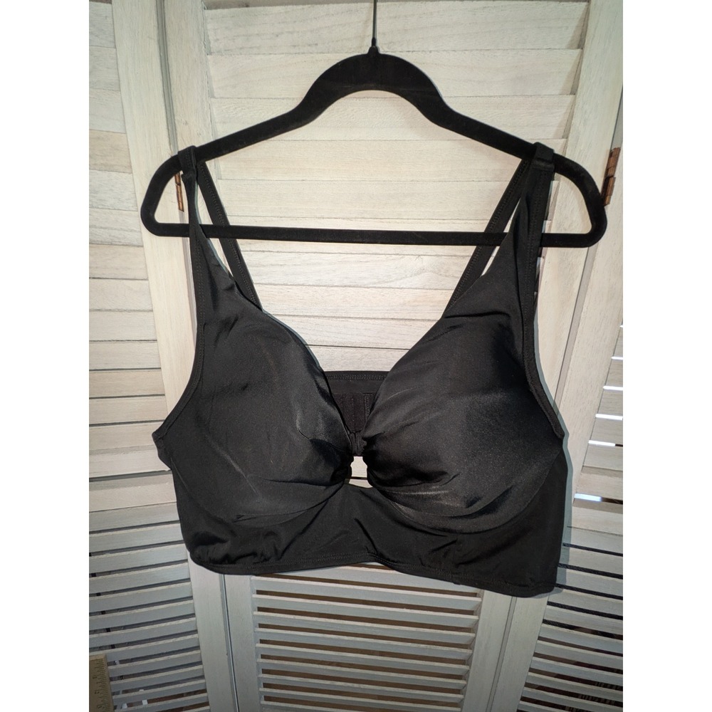 Swim by Cacique Black Twist Front Keyhole Bikini Top Adjustable Straps Size‎ 42D